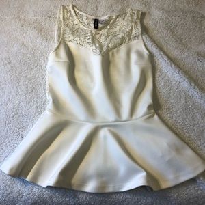 White Peplum Top